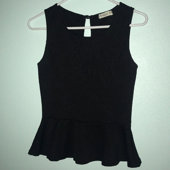 Black Peplum Top - Picture 4 of 5